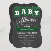 深緑色の黒板の旗のベビーシャワーの招待 招待状 (正面/裏面)