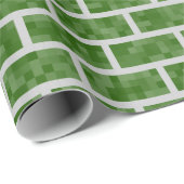 深緑色の8ビットPixelatedのスタイルの煉瓦 ラッピングペーパー (ロールコーナー)