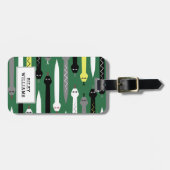 深緑色クールなヘビパターン-あなたの名前を加えて下さい ラゲッジタグ (正面横)