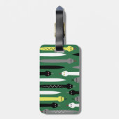 深緑色クールなヘビパターン-あなたの名前を加えて下さい ラゲッジタグ (裏面縦)