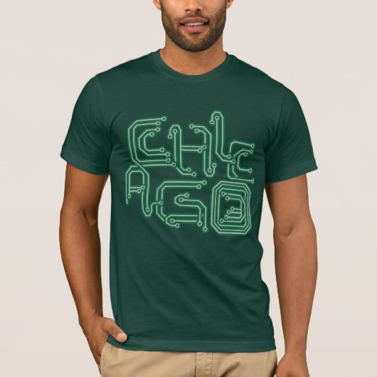 深緑色シカゴ電子PCB T - Tシャツ (正面)