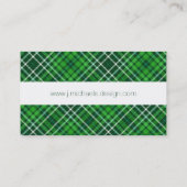 深緑色及び深緑色の格子縞パターン 名刺 (裏面)