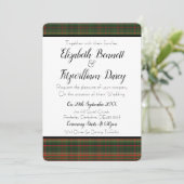 深緑色及び赤いタータンチェック/格子縞の結婚式招待状 招待状 (スタンド正面)