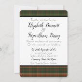 深緑色及び赤いタータンチェック/格子縞の結婚式招待状 招待状 (正面)