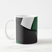 深緑色、白くおよび黒いバレーボールのデザイン コーヒーマグカップ (左)