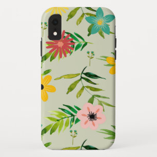 混かわいらし合した花と葉 iPhone XRケース