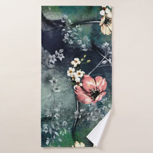 混ぜた背景に継ぎ目のない抽象芸術の花模様 バスタオル (バスタオル)