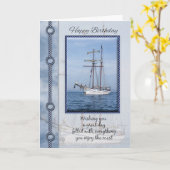 混ぜられたヨットが付いているヨットの誕生日の挨拶状 カード (黄色い花)