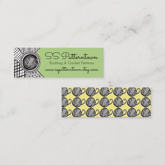 混カスタム色糸編み編み物 スキニー名刺 (正面/裏面)