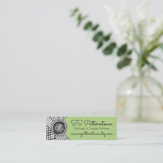 混カスタム色糸編み編み物 スキニー名刺 (スタンド正面)