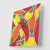 混ファンキー合唐辛子 スクエア壁時計 (傾斜)