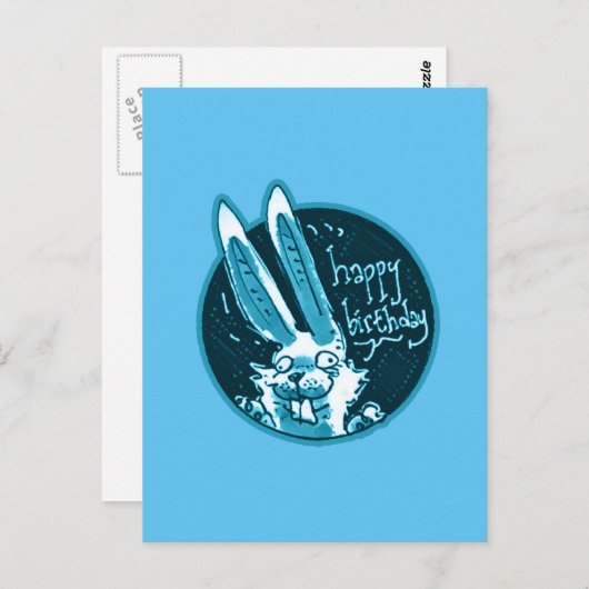 混乱しおもしろいたウサギはハッピーバースデー漫画 ポストカード (正面/裏面)