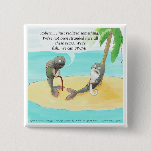 混乱したおもしろい魚 缶バッジ (正面)