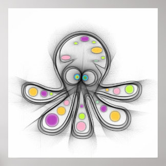 混乱したかわいいタコのポスター ポスター