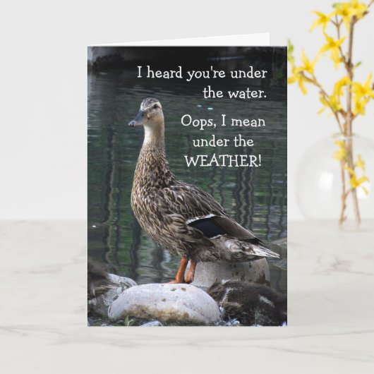 混乱したアヒルがうまくいく カード (黄色い花)