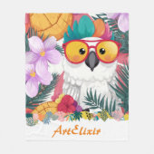 混乱したクールコッカトープリント フリースブランケット (正面)