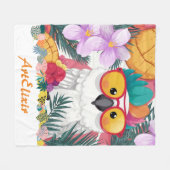 混乱したクールコッカトープリント フリースブランケット (正面(横))