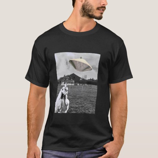 混乱したニワトリのセルフィーエイリアンの船の農場 旅行をしよう Tシャツ (正面)