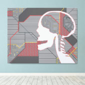 混乱したハートの論理頭蓋骨 キャンバスプリント (インサイチュ (ウッドフロア))