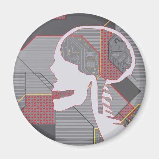 混乱したハートの論理頭蓋骨 マグネット (正面)