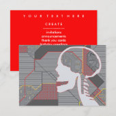 混乱したハートの論理頭蓋骨 招待状 (正面/裏面)