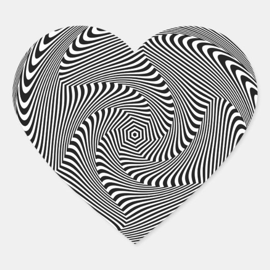 混乱した催眠糸の渦巻き模様白黒 ハートシール (正面)