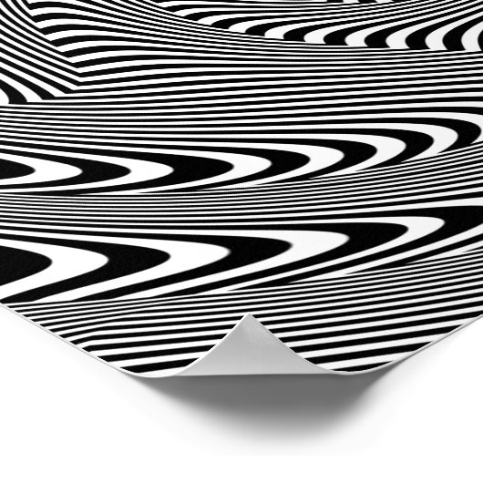 混乱した催眠糸の渦巻き模様白黒 ポスター (角)