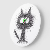 混乱した猫白 ラージ壁時計 (傾斜)