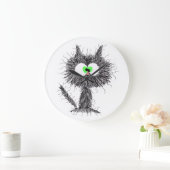 混乱した猫白 ラージ壁時計 (ホーム)