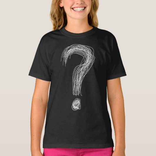 混乱した落書きの疑問符のカオスと過剰思考 Tシャツ (正面)