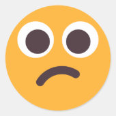 混乱した顔かわいい愛らしい絵文字の編集可能な色 ラウンドシール (正面)