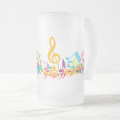 混乱カラフルした音符 フロストグラスビールジョッキ (正面右)
