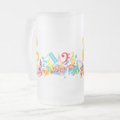 混乱カラフルした音符 フロストグラスビールジョッキ (正面左)