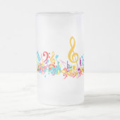 混乱カラフルした音符 フロストグラスビールジョッキ (中央)