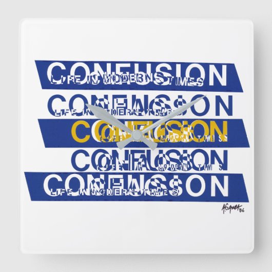 混乱 スクエア壁時計 (正面)