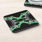 混乱 |緑と白のフラクタルアート コースター (左側)