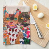混合おもしろいメディアキャット1/2折キッチンタオル キッチンタオル (四つ折り)
