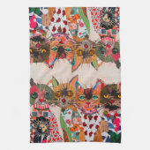 混合おもしろいメディアキャット1/2折キッチンタオル キッチンタオル (縦)