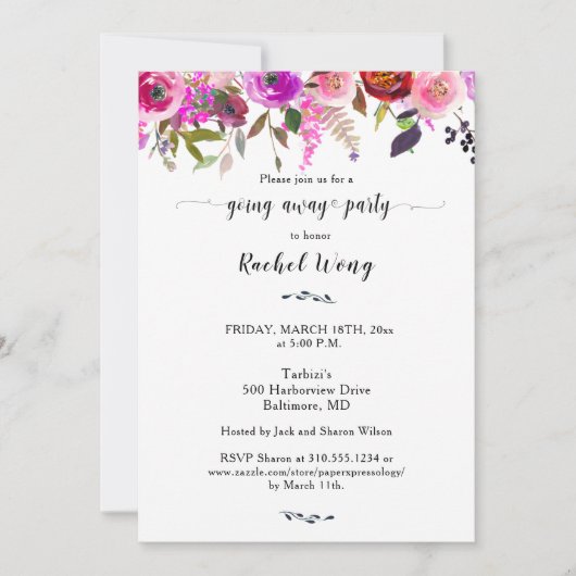 混合かわいらしフローラ移動の行くパーティー遠くに写真 招待状 (正面)