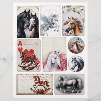 混合かわいらし馬をテーマにしたエフェメラのセット