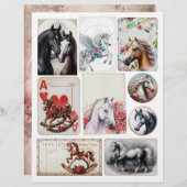 混合かわいらし馬をテーマにしたエフェメラのセット (正面/裏面)