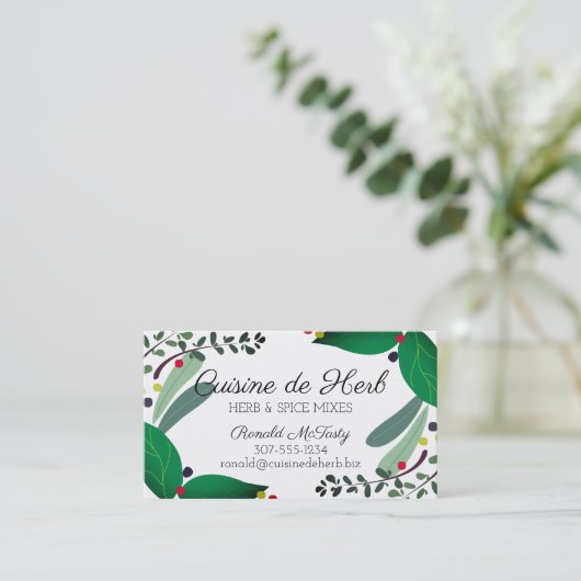混合されたハーブのスパイスのシェフのケイタリングビジネスカード 名刺 (スタンド正面)