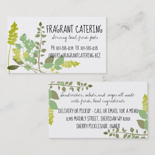 混合されたハーブの料理用のシェフのケイタリングビジネスカード 名刺 (正面/裏面)