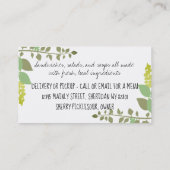 混合されたハーブの料理用のシェフのケイタリングビジネスカード 名刺 (裏面)