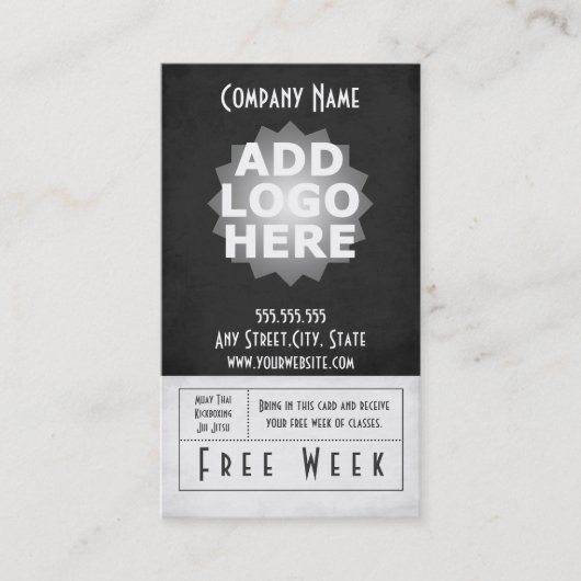 混合された武道の名刺自由な週のパス 名刺 (正面)