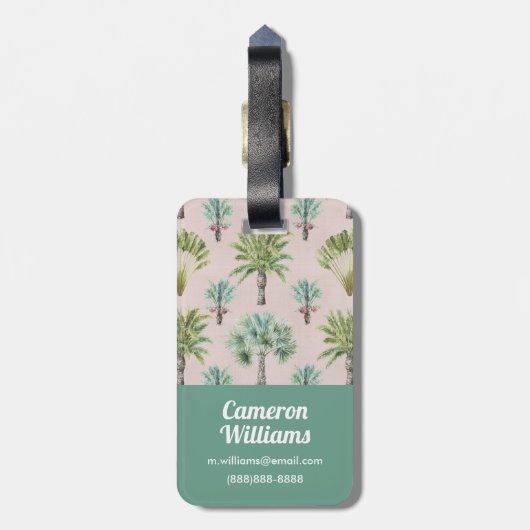混合された緑のヤシの木 ラゲッジタグ (裏面縦)