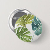 混合された緑|の熱帯やし 缶バッジ (正面&裏面)