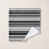 混合された縞模様の白黒の灰色 バスタオルセット (ウォッシュタオル)