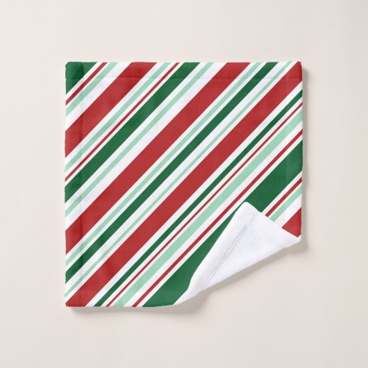 混合された赤く、緑、ホワイトクリスマスは縞で飾ります バスタオルセット (ウォッシュタオル)