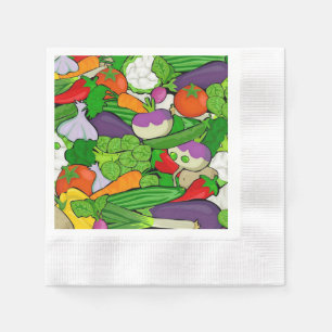 混合された野菜 縁ありカクテルナプキン